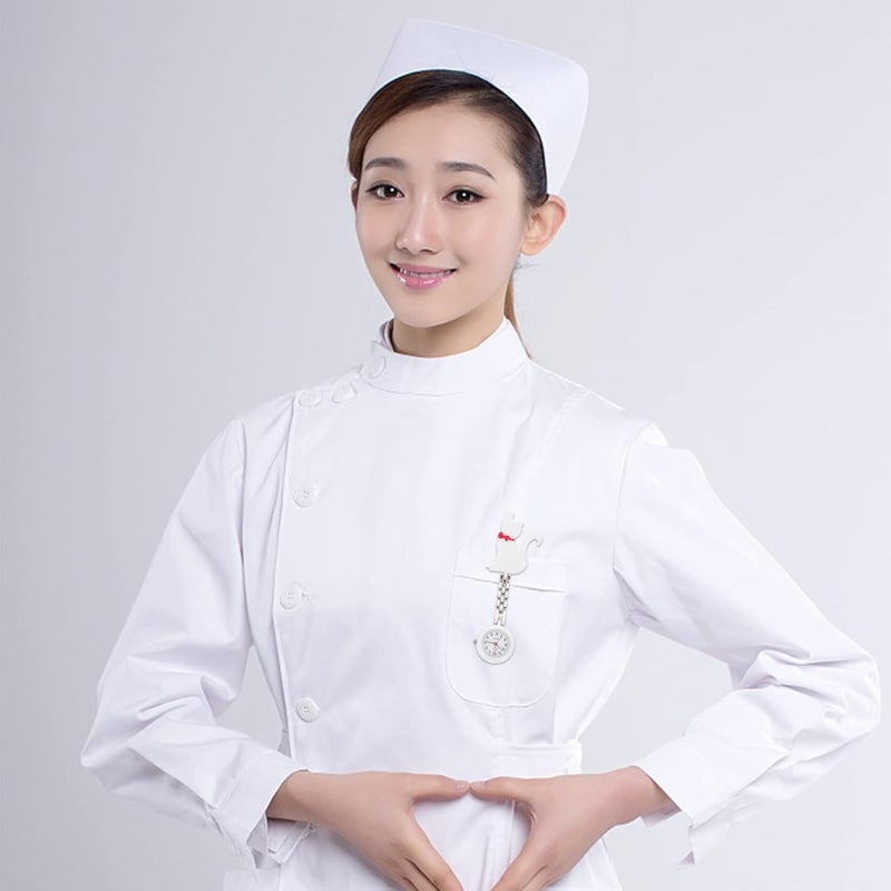 كلاراكو ساعة ممرضة وساعة أطباء معلقة: ساعة قطة وحيوان وساعة ياقة بروش وميدالية وشارة جيب وساعة رقمية - Image 3