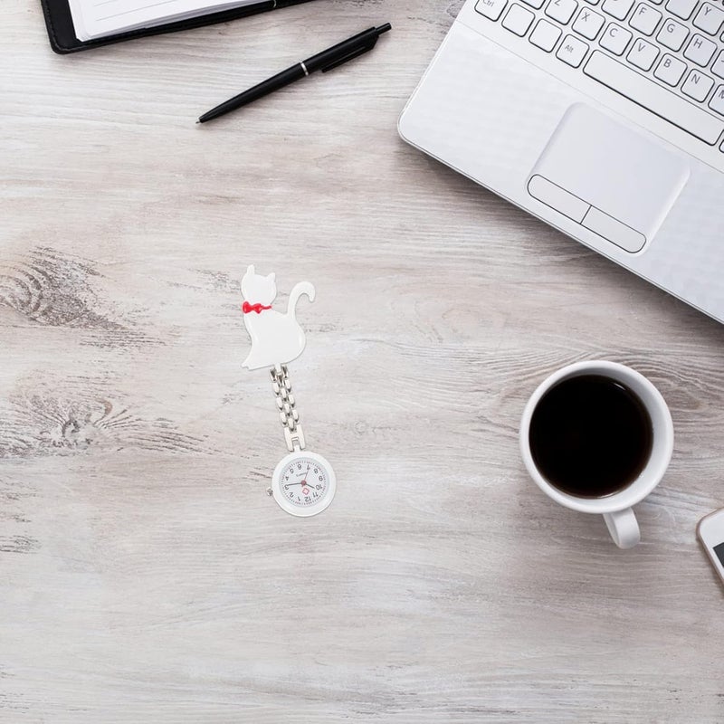 كلاراكو ساعة ممرضة وساعة أطباء معلقة: ساعة قطة وحيوان وساعة ياقة بروش وميدالية وشارة جيب وساعة رقمية - Image 2