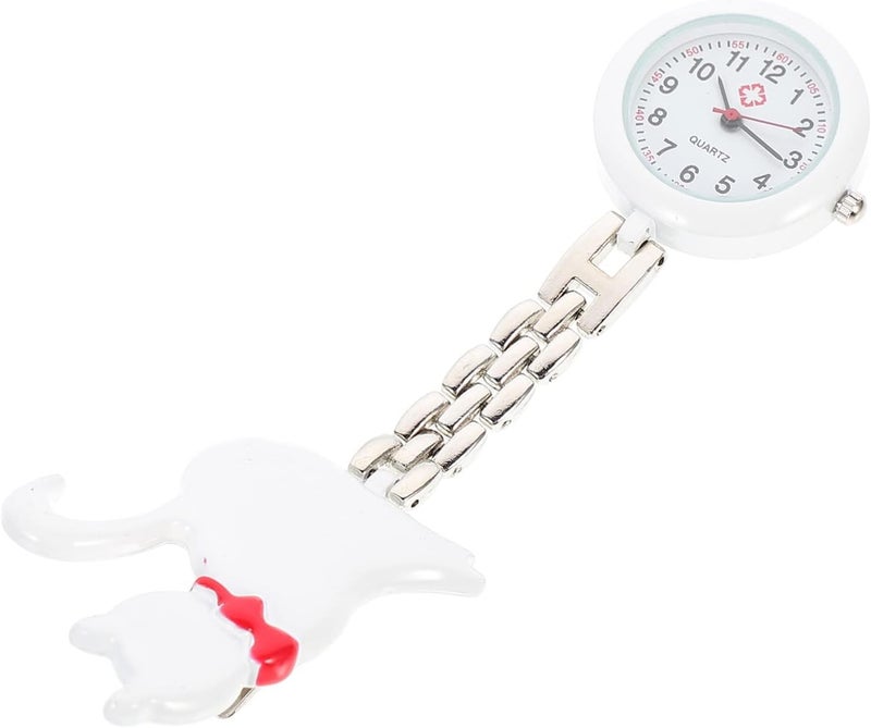 كلاراكو ساعة ممرضة وساعة أطباء معلقة: ساعة قطة وحيوان وساعة ياقة بروش وميدالية وشارة جيب وساعة رقمية - Image 1