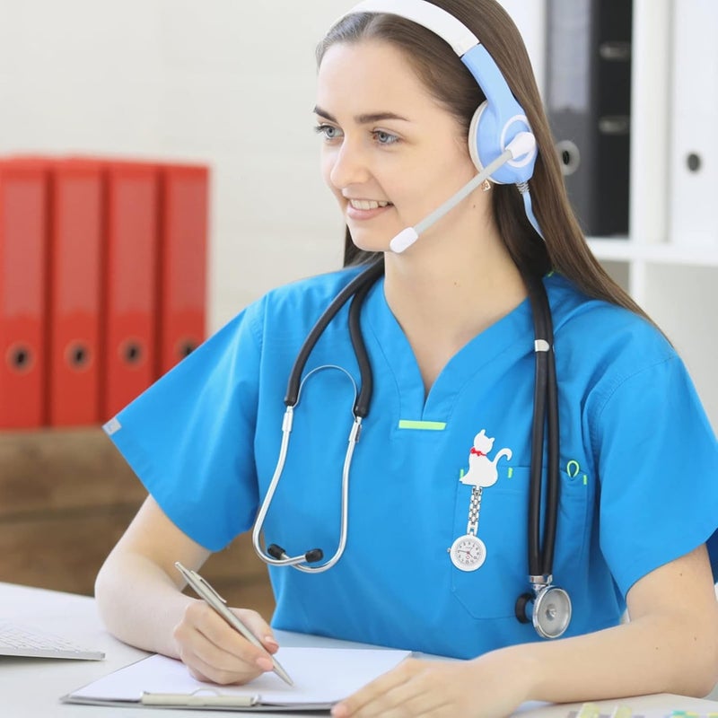 كلاراكو ساعة ممرضة وساعة أطباء معلقة: ساعة قطة وحيوان وساعة ياقة بروش وميدالية وشارة جيب وساعة رقمية - Image 5