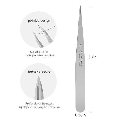 ZERNBER Pointed Tweezers for women Facial hair, Precision Tweezers for Eyebrows, Chin Hair，Ingrown Hair, Splinters, Glass Removal（Silver） - Image 5