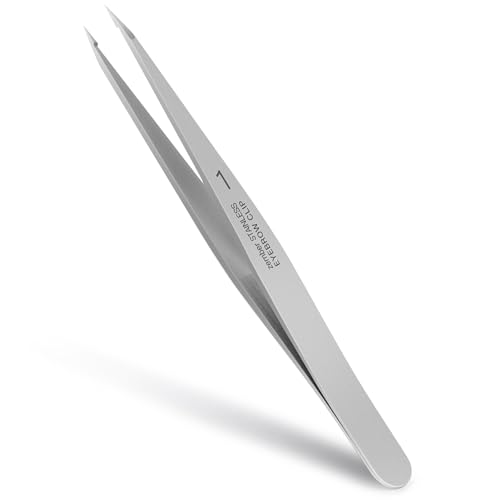 ZERNBER Pointed Tweezers for women Facial hair, Precision Tweezers for Eyebrows, Chin Hair，Ingrown Hair, Splinters, Glass Removal（Silver） - Image 1