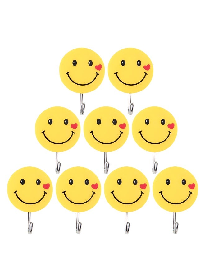 Duravel 9PCS Strong Adhesive Force Hook Household Hook Cartoon Cute Wall Sticky Hook Wall Smiley Face Weight Bearing Hooks - Image 1