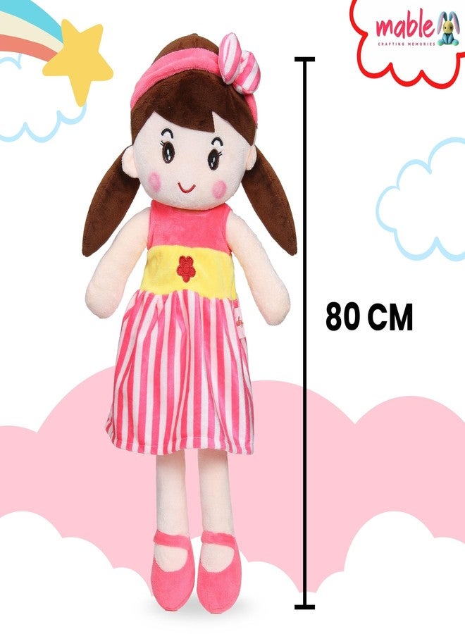 MABLE Soft Doll for Girls | Cute Plush Baby Doll Toy with Colourful Hairband | Huggable Stuffed Doll Gift for Kids, Girls, Toddlers & Babies Age 3 to 5 Years (80CM Pink) - Image 2