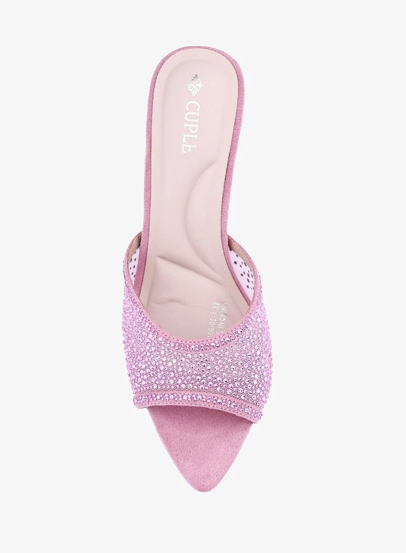 Cuple Pink Womens mesh heeled sandals for Women | Best Price UAE