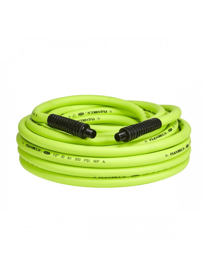 Flexzilla Air Hose, 1/2 in. x 50 ft., 3/8 in. MNPT Fittings Heavy Duty, Lightweight, Hybrid, ZillaGreen - HFZ1250YW3 - Image 1