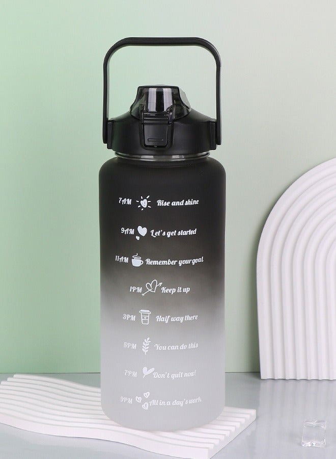 Beauenty Water Bottle 2l BPA Free Motivational Drinking Bottle with Straw Gym Jug with Time Marker Portable Leak Proof Canteen 2 Liter Women Men Water Jug for Running, Gym, Yoga, Outdoors and Camping - Image 1