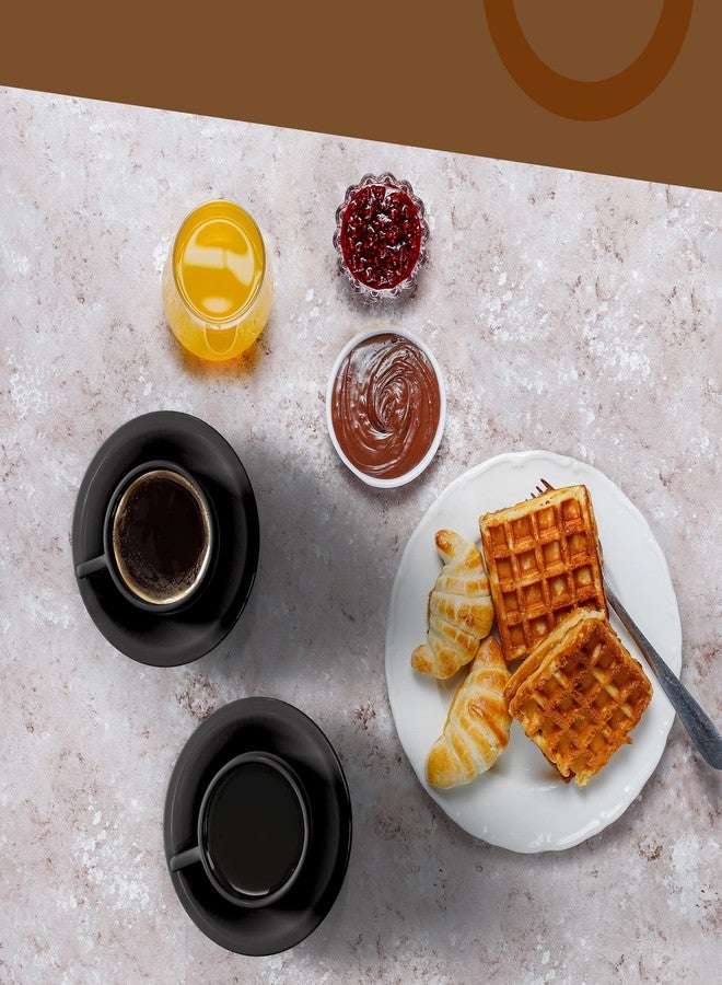 Houseables Espresso Cup Set, Espresso Cups Stackable, Expresso, Demitasse, with Saucers, Stand, Spoons, Coffee Mugs, Juego De Tazas Para Cafe, Porcelain, Stacking, 19 Pieces, Set of 6, 2.5 oz, Black - Image 5