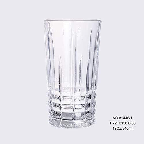 VIHAX Set of 6 Textured Designer Glassware for Drinking Water Tall Highball Glasses Drinking Glasses Drinking Tumblers for Water Juice Wine Beer and Cocktails Drinking Cup Beer - Image 5