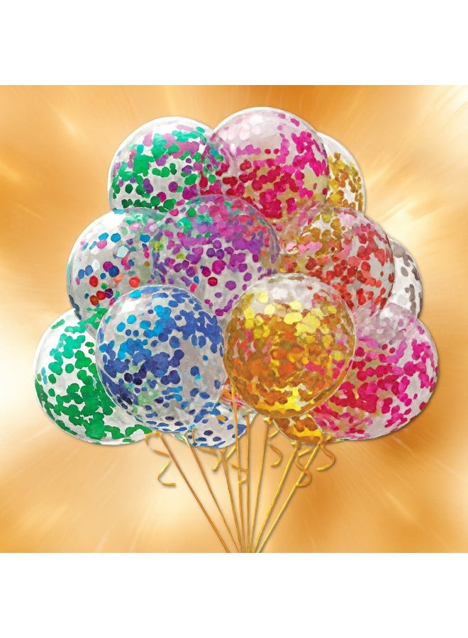 نقطة الحزب 8 قطع من بالونات الكونفيتي، بالونات لاتكس 12 بوصة، 2.8 جرام، بالونات كونفيتي ذهبية فاتحة اللون لديكور أعياد الميلاد والزفاف والحفلات - Image 4