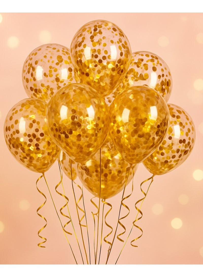نقطة الحزب 8 قطع من بالونات الكونفيتي، بالونات لاتكس 12 بوصة، 2.8 جرام، بالونات كونفيتي ذهبية فاتحة اللون لديكور أعياد الميلاد والزفاف والحفلات - Image 1