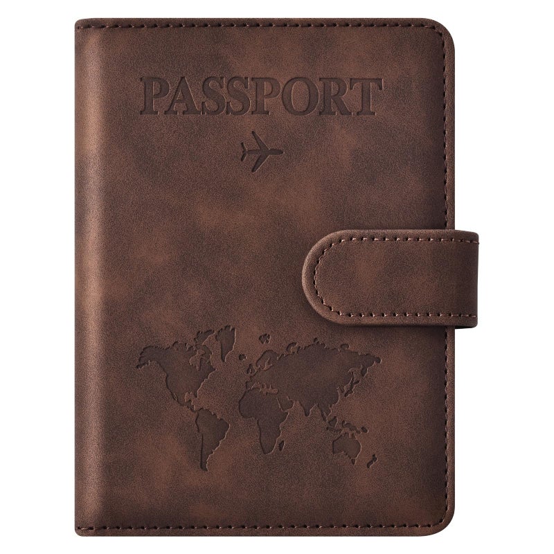 Eoehro Passport Holder for Travel Essentials, Passport Wallet Cover Case for Travel Must Haves Accessories,Passport Book Holders for Women and Men(coffee) - Image 1
