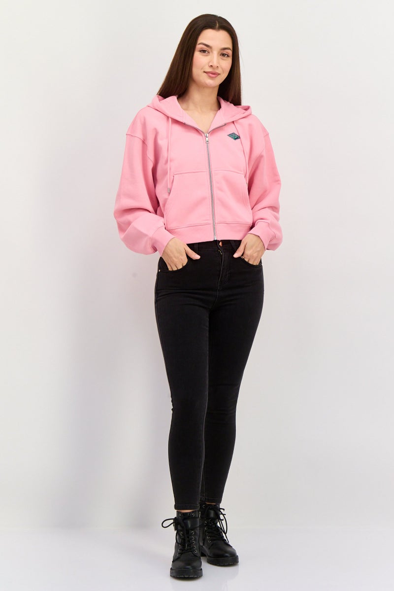 ESPRIT Women Hooded Embroidered Logo Long Sleeves Sweatshirt, Pink - Image 2