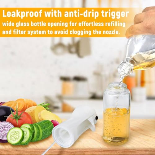 Winkelen Glass oil Spray Dispenser Cooking 200ml Olive Oil Spray Bottle Refillable Food Grade Oil Vinegar Spritzer Sprinkler Sprayer Mister Used for Air Fryer, Salad Making, Frying, BBQ - Image 4