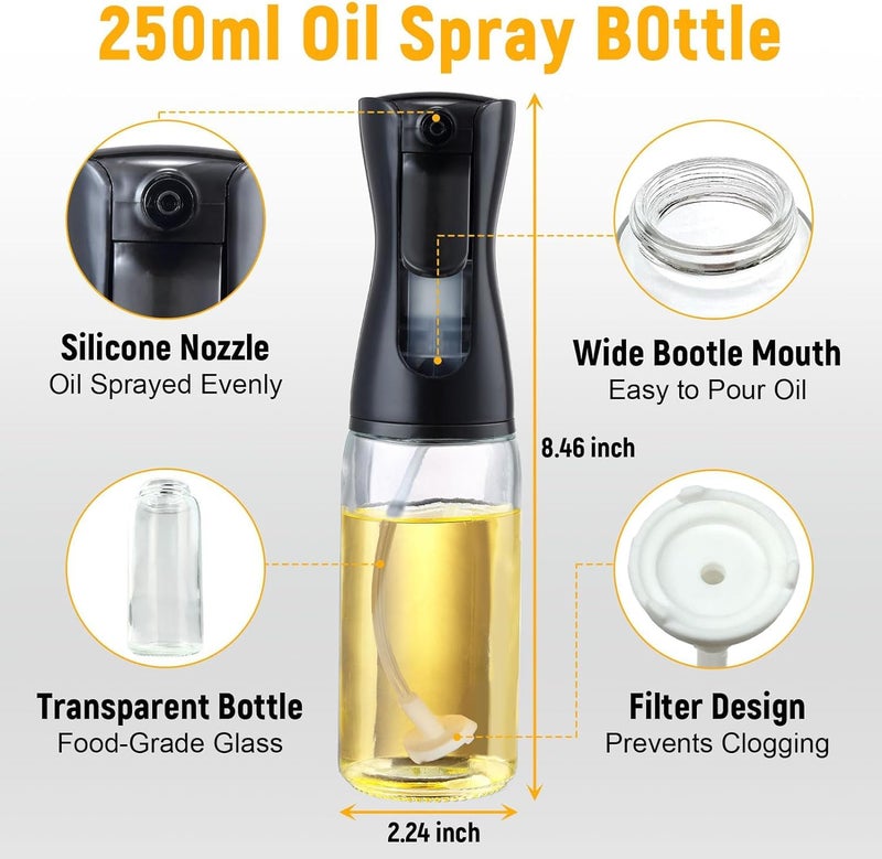 Winkelen Glass oil Spray Dispenser Cooking 200ml Olive Oil Spray Bottle Refillable Food Grade Oil Vinegar Spritzer Sprinkler Sprayer Mister Used for Air Fryer, Salad Making, Frying, BBQ - Image 2