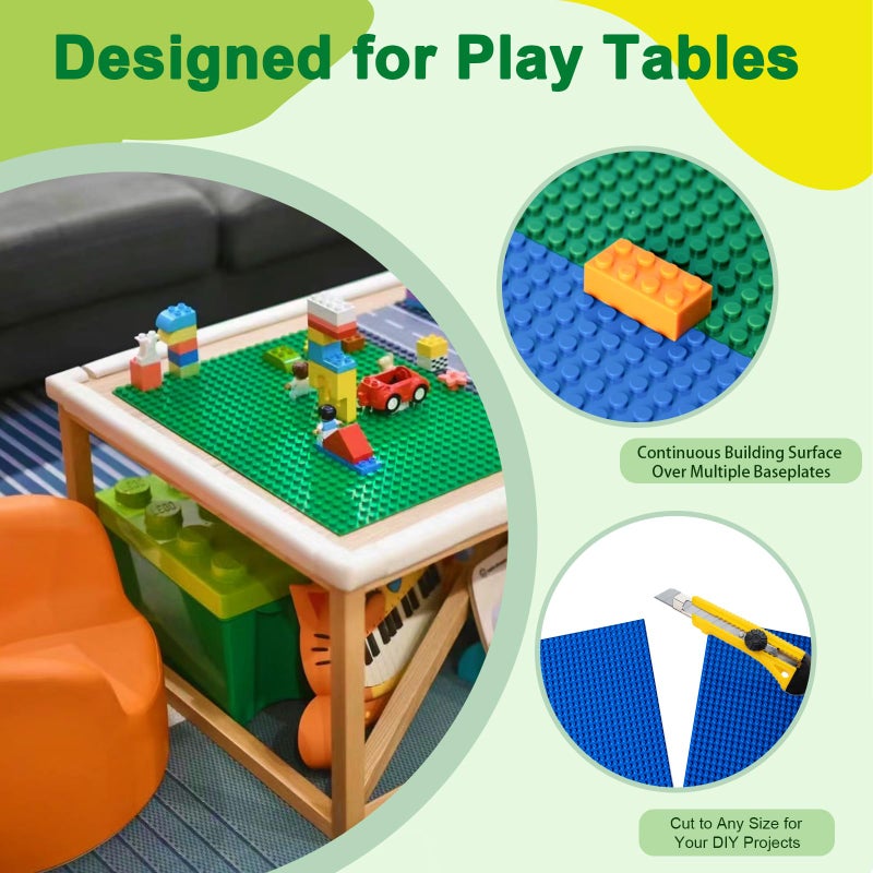 Husfunov 4 Pack Classic Baseplates, Building Plates for Building Bricks, Compatible with All Major Brands and Activity Table-Baseplate 10" x 10", Age 3 and up, Multicolored - Image 5