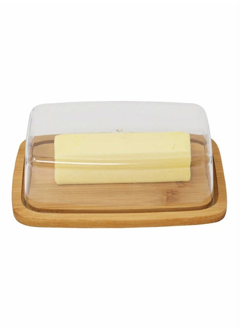 Bamboo Butter Dish With Dome Lid, Covered Butter Holder for Countertop, Airtight Butter Container with Cover, Butter Keeper Storage Perfect for West, East Coast Butter, Dishwasher Safe