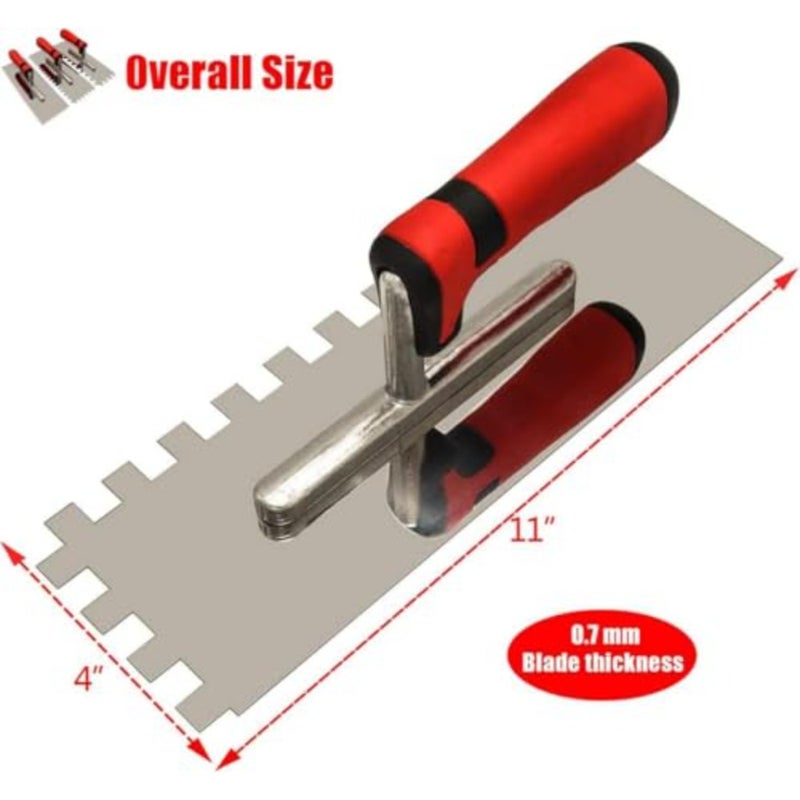 Tile Trowel Tools Set, Include 3 Pcs Stainless Steel Square Notch Trowel, for Masonry Tiling Tools and Flooring Installation - Image 3