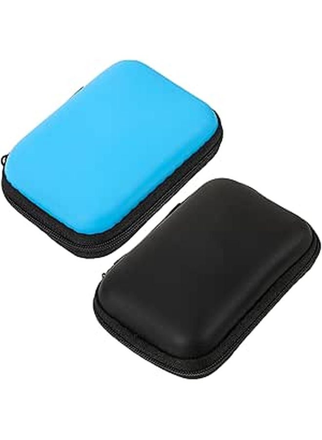 2pcs Black Portable Storage Case Travel Organizer Pouch For Cables And Accessories - Image 1