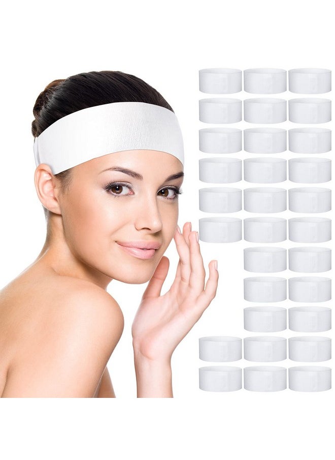 Waydress 140 Pieces Disposable Spa Facial Headbands With Convenient Closure White Stretch Facial Headwraps Soft Skin Care Hair Band For Women Girls Salons  - Image 1