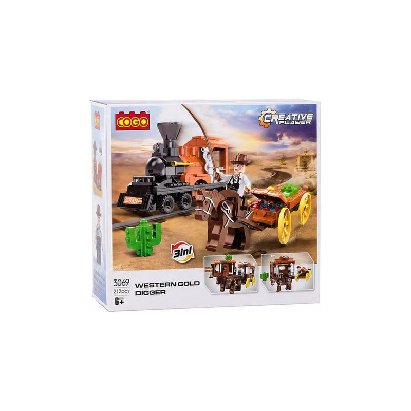 كوجو مجموعة مكعبات بناء COGO Western Gold Digger، 3 في 1، للأعمار من 6 سنوات فما فوق | ابنِ وتخيل - Image 2