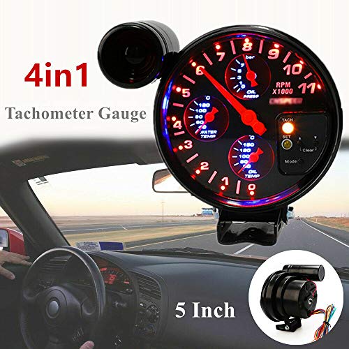 MACHSWON 4 in1 Tachometer Gauge 5 Inch Car Water Oil Temp Tachometer Gauge Oil Pressure with Seat - Image 2