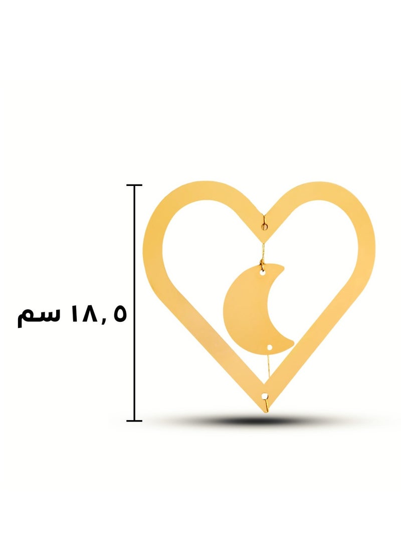 Wooden Ramadan Wall Pendant In The Shape Of Golden Hearts  - Image 5