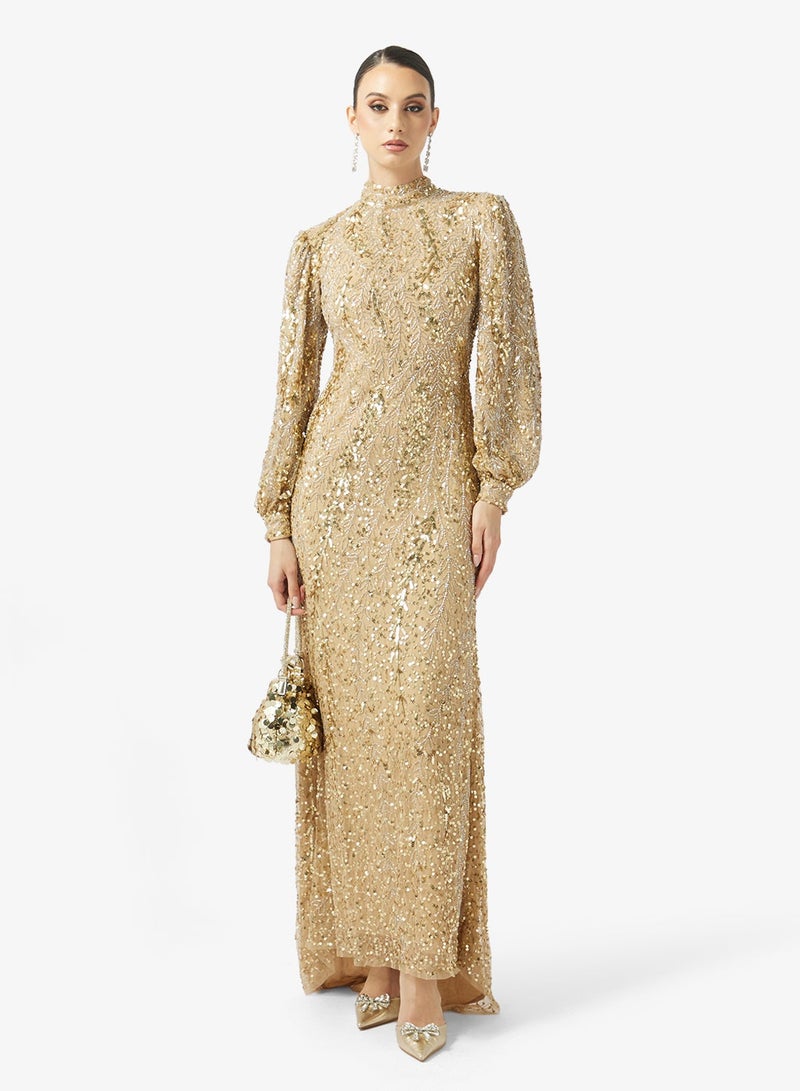 MARYISA Embellished Cape Sleeve Dress - Image 5