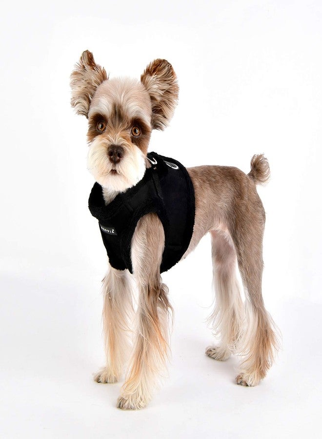 Puppia Terry Vest Dog Harness Step-in Winter Suede Warm No Choke No Pull Training Walking for Small and Medium Dog, Black, Small - Image 2