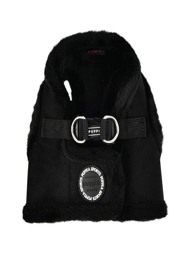 Puppia Terry Vest Dog Harness Step-in Winter Suede Warm No Choke No Pull Training Walking for Small and Medium Dog, Black, Small - Image 1
