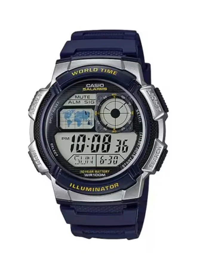 CASIO Men's Digital Display Watch With Blue Resin Strap - AE-1000W-2AVDF