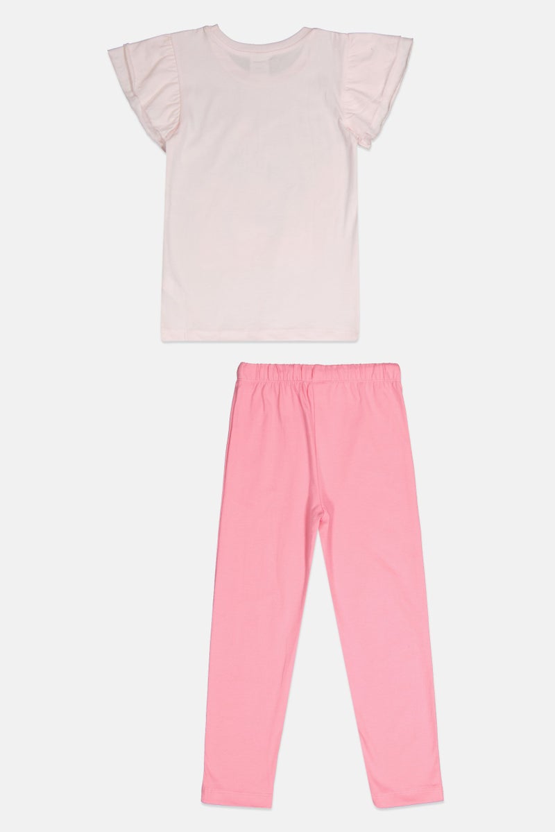 Disney Kids Girl 2 Pcs Lilo And Stitch Graphic Print Pajama Set, Pink - Image 2