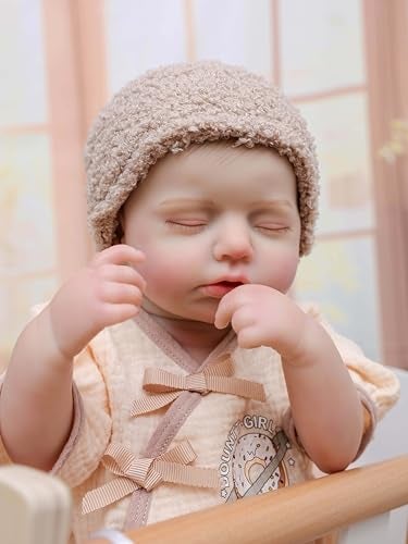 Cloveray Reborn Baby Dolls 20 Inch Real Baby Dolls That Look Real Full Body Vinyl Girl Doll in Beige Outfit with Accessories Gift for Girls Ages 3 Pretend Play Collectors - Image 5