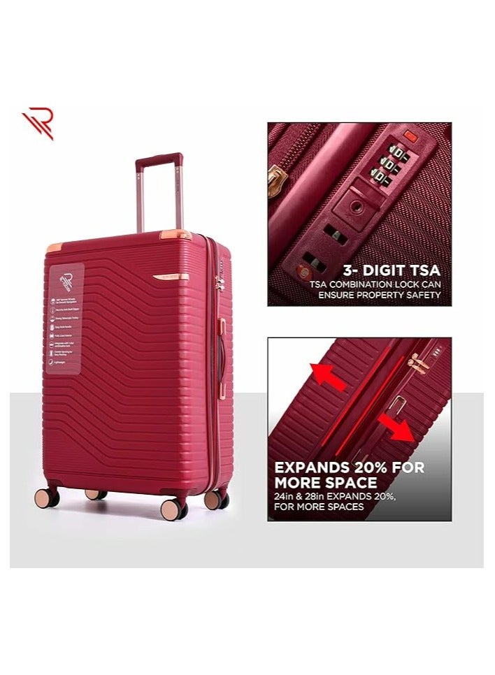ريفلكشين Reflection 24 Inch ABS Suitcase Lightweight Hardside Vertical Series Travel Luggage Trolley with 84L Storage Capacity 4 Spinner Wheels and TSA Lock Red - Image 2
