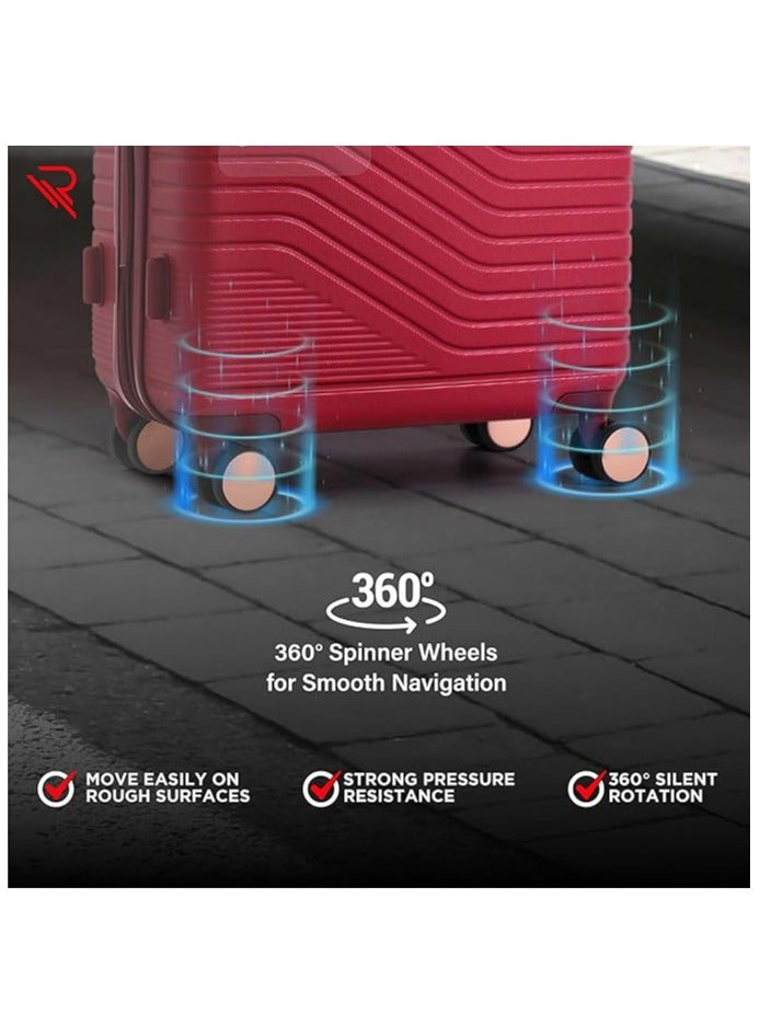 ريفلكشين Reflection 24 Inch ABS Suitcase Lightweight Hardside Vertical Series Travel Luggage Trolley with 84L Storage Capacity 4 Spinner Wheels and TSA Lock Red - Image 3