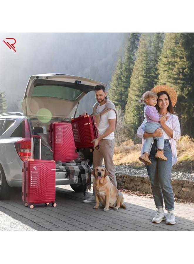 ريفلكشين Reflection 24 Inch ABS Suitcase Lightweight Hardside Vertical Series Travel Luggage Trolley with 84L Storage Capacity 4 Spinner Wheels and TSA Lock Red - Image 4