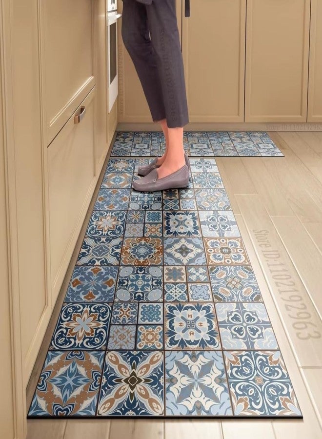 Yagzon Kitchen Rug Sets of 2 Piece Non Slip Kitchen Rugs and Mats Washable Kitchen Mats for Kitchen Floor Mat Carpet Runner Rugs for Hallway Laundry Decor (Color 4) - Image 1