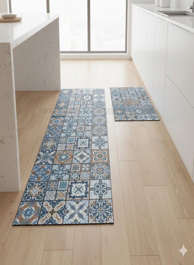Yagzon Kitchen Rug Sets of 2 Piece Non Slip Kitchen Rugs and Mats Washable Kitchen Mats for Kitchen Floor Mat Carpet Runner Rugs for Hallway Laundry Decor (Color 4) - Image 5