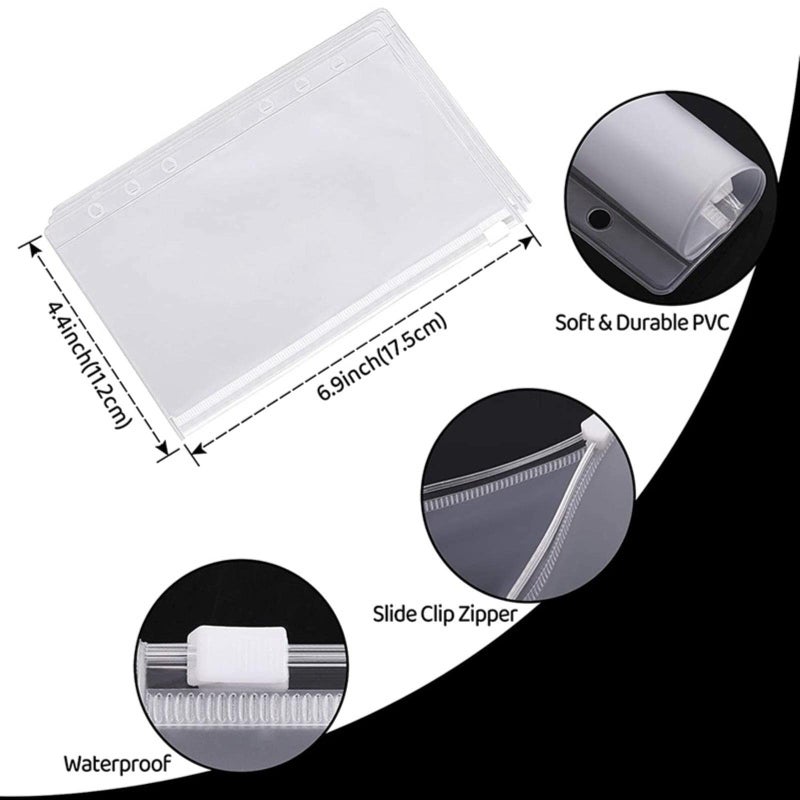 Refillable A6 Budget Binder With PVC Zipper Pockets And 6 Rings Planner Cover - Image 4