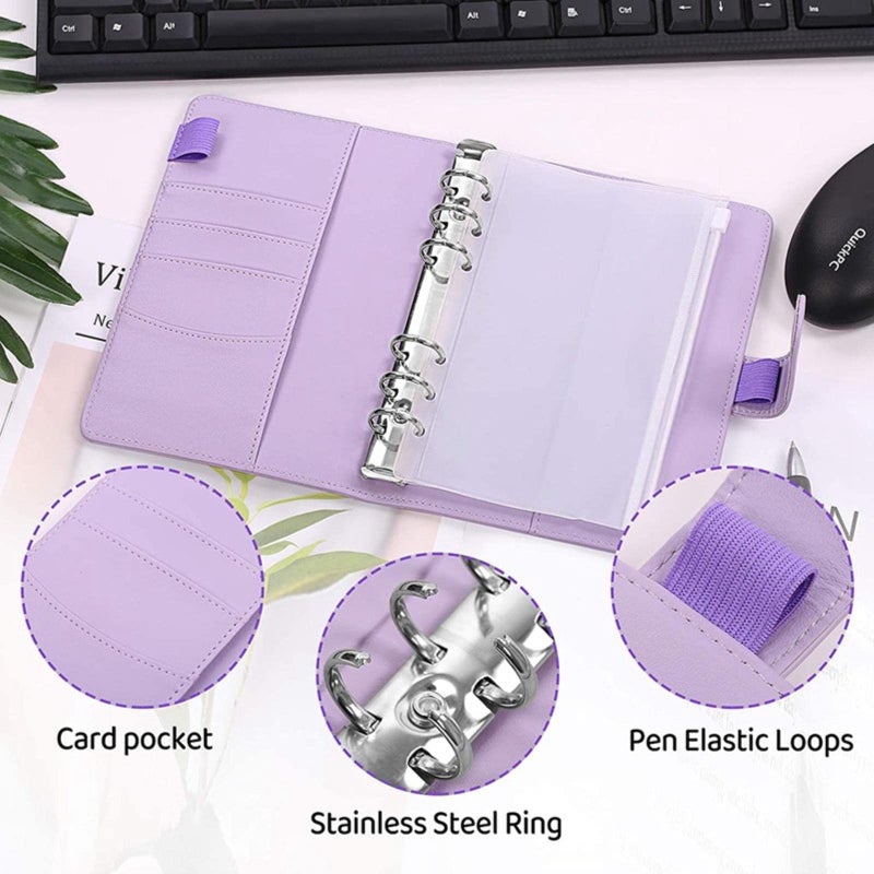 Refillable A6 Budget Binder With PVC Zipper Pockets And 6 Rings Planner Cover - Image 3