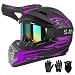 Cutey DOT Approved UltraLightweight Full Face Dirt Bike Helmet Ventilated ATVMotorcycle Motocross Helmet with Gloves Goggles Face Shield Black Purple Small - Image 2