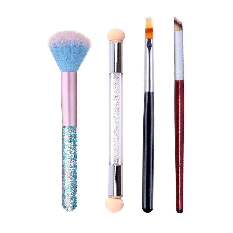 WOKOTO WOKOTO 4Pcs Ombre Nail Art Brush Set Double Head Nail Gradient Sponge Brushes For Nails Shading Pen Nail Brushes For Cleaning UV Gel Builder Kit Manicure Tools