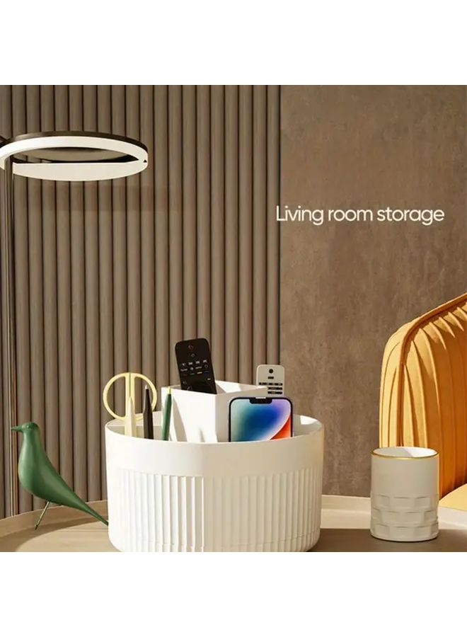 White Rotating Makeup Organizer 360 Spinning Base Cosmetic Storage Box - Image 3