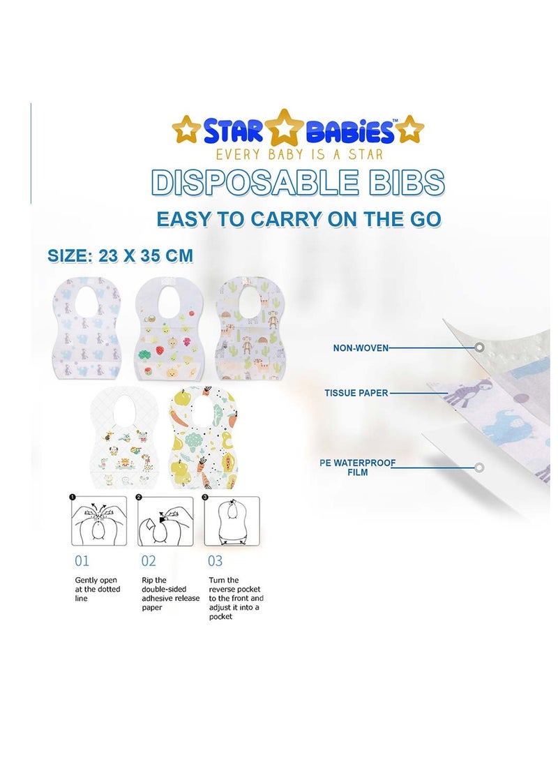 Star Babies Disposable Combo pack (Changing mat 10pcs, Breast Pad 10pcs, Bibs 10pcs)-Pink - Image 4