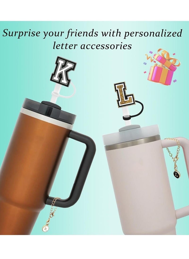 Mmmon 3 قطع غطاء من القش 10 ملم لكوب ستانلي بهلوان قابل لإعادة الاستخدام وغطاء علوي من القش و3 حروف أولية ساحرة ومقبض لكوب ستانلي 30 و40 أونصة - Image 5