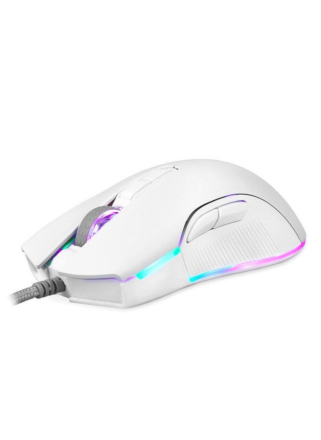Motospeed - V70 USB Wired Gaming Mouse RGB Mouse Ergonomic Design 8-gear Adjustable DPI Wide Compatibility White - Image 1
