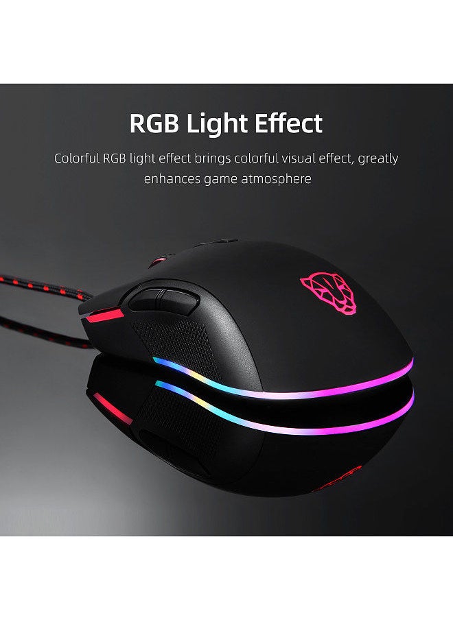 Motospeed - V70 USB Wired Gaming Mouse RGB Mouse Ergonomic Design 8-gear Adjustable DPI Wide Compatibility White - Image 1