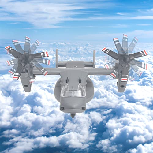 Ailejia Alloy Metal Airplane MV22 Military Osprey Transport Helicopter Model Army Aircraft Air Force Toy with Pull Back Fighter Toy Grey - Image 5