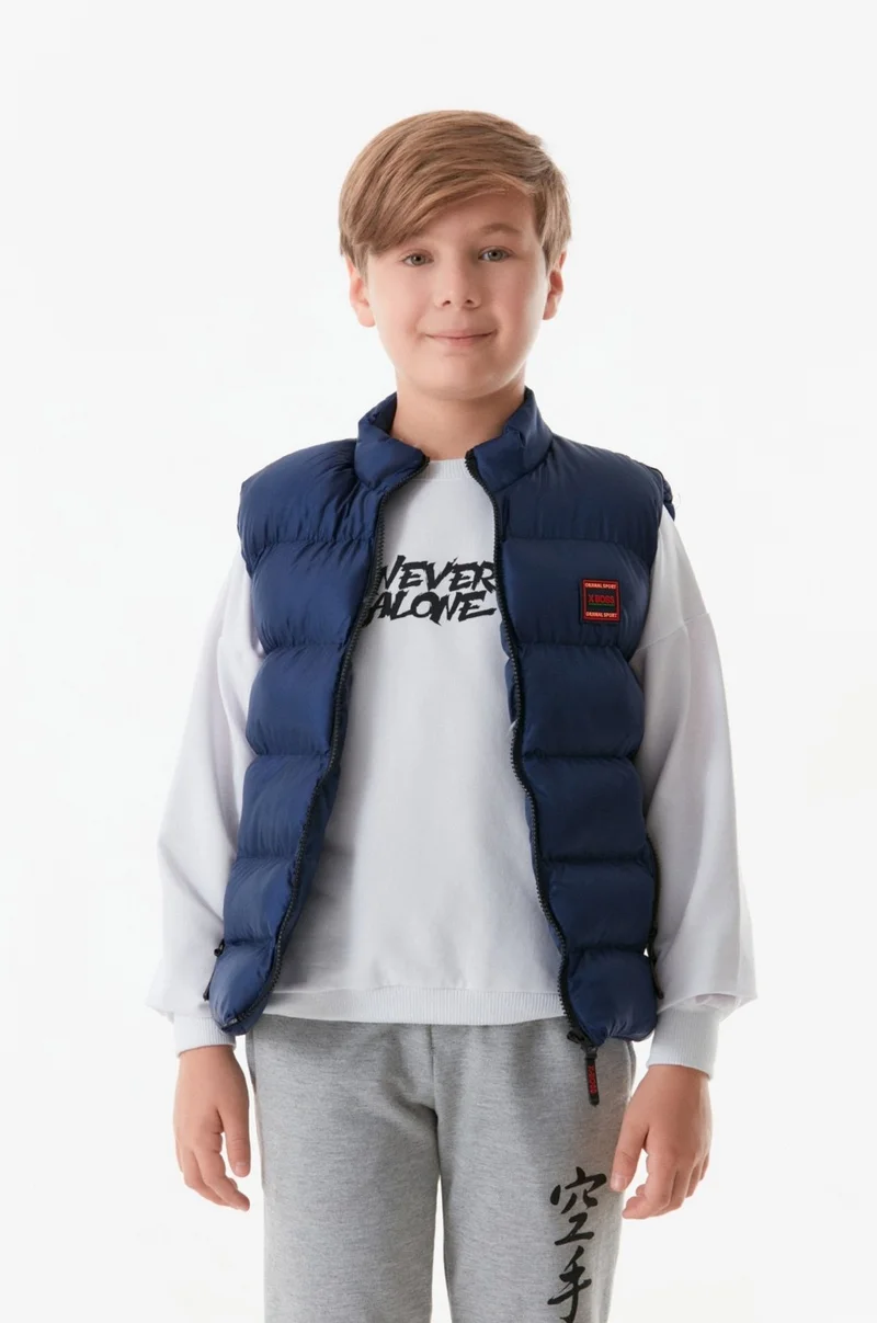 FullaModa Embroidered Zippered Unisex Children's Vest