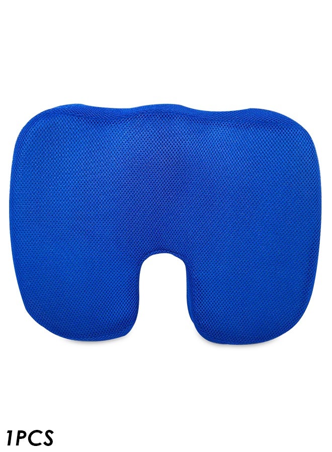 Blue Memory Foam Seat Cushion – Ergonomic U-Shaped Design for Tailbone, Back & Hip Support – Removable Washable Mesh Cover – Comfortable Orthopedic Cushion for Office Chair, Home, Car Seat, Wheelchair, Driving, Yoga & Meditation - Image 1